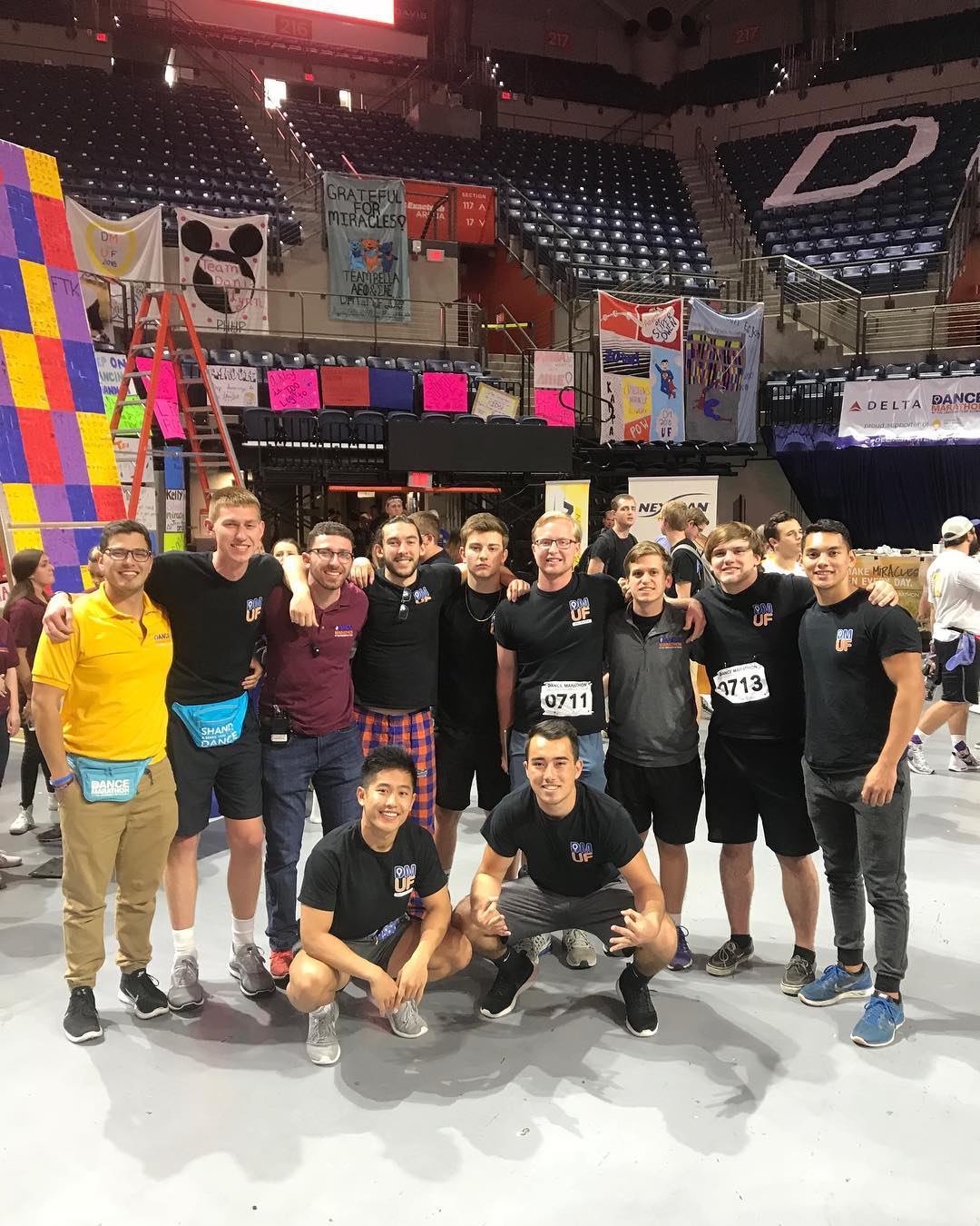 Sigma Nu members participating in Dance Marathon fundraising event for charity
