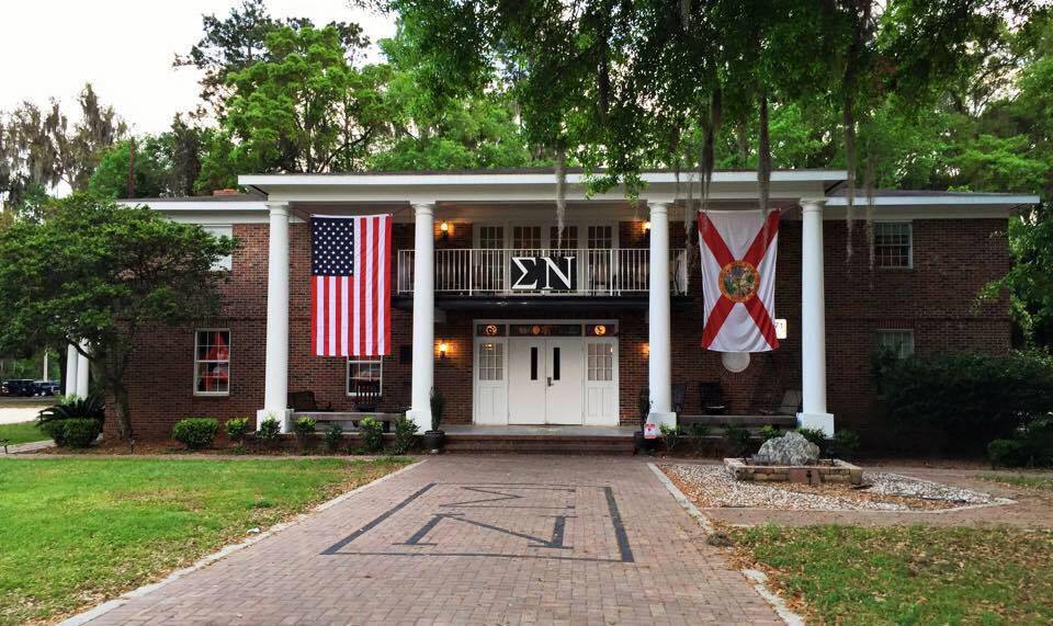 Sigma Nu fraternity house at University of Florida campus with classical architecture
